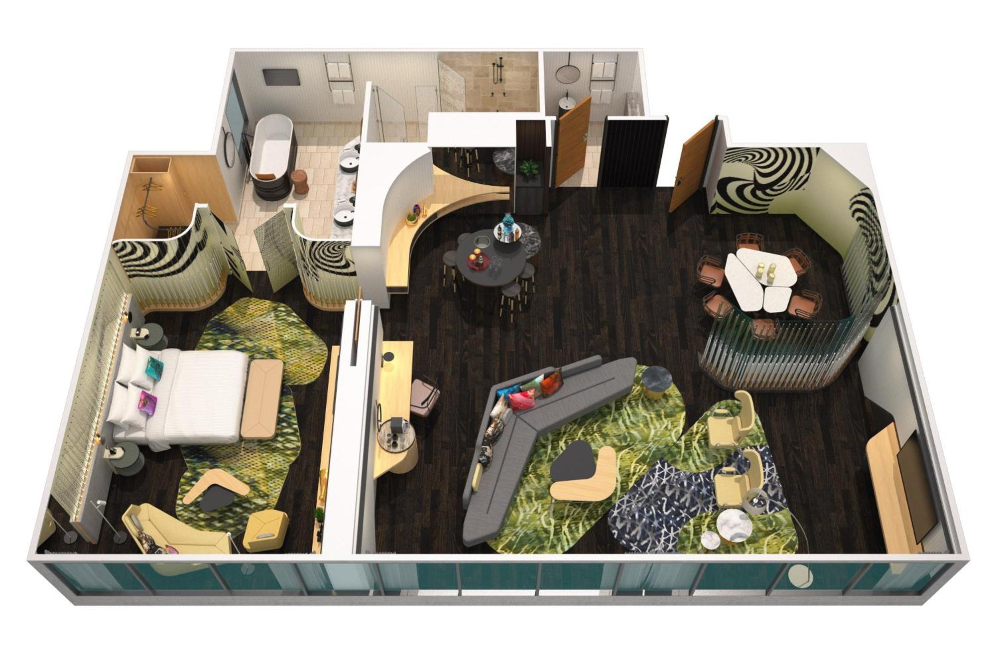 W Brisbane Otel Dış mekan fotoğraf 3D floor plan of a suite